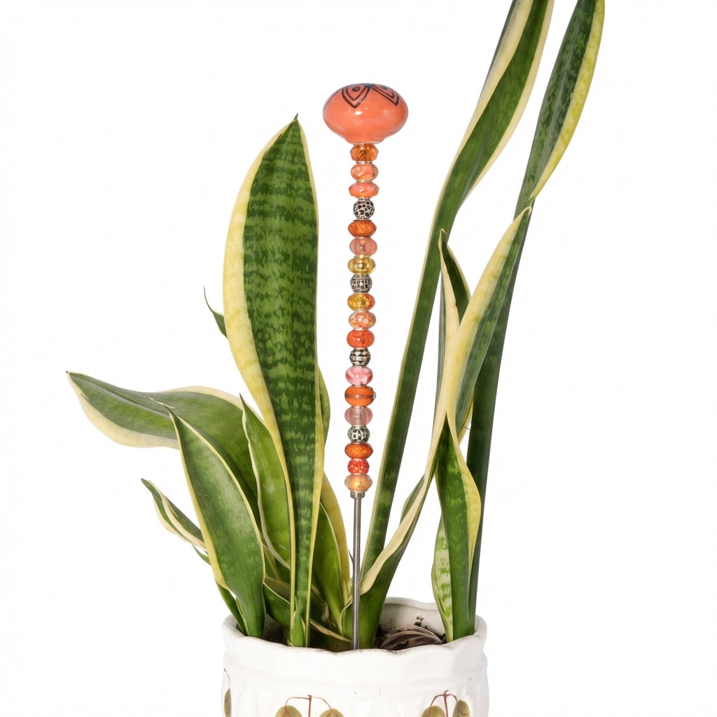 Fairy Garden Suncatcher Stakes | Ceramic Round Orange