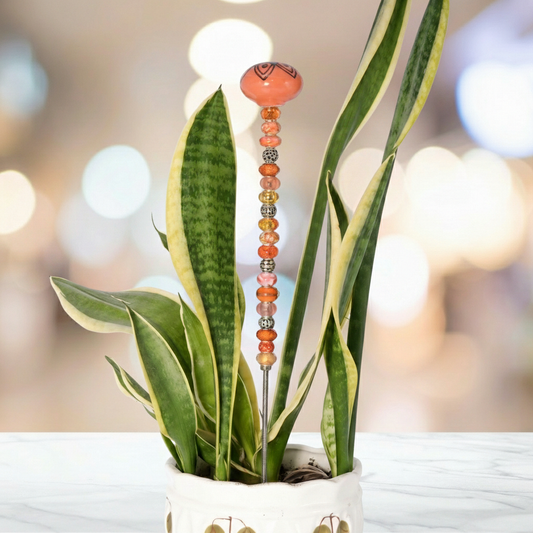 Fairy Garden Suncatcher Stakes | Ceramic Round Orange