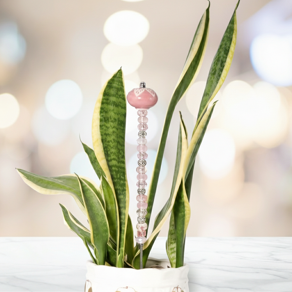 Fairy Garden Suncatcher Stakes | Ceramic Round Pink