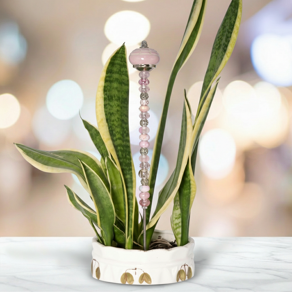 Fairy Garden Suncatcher Stakes | Ceramic Round Pink