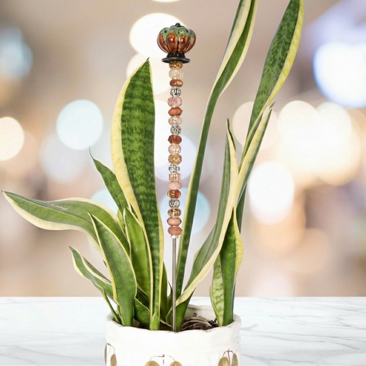 Fairy Garden Suncatcher Stakes | Ceramic Pumpkin Green