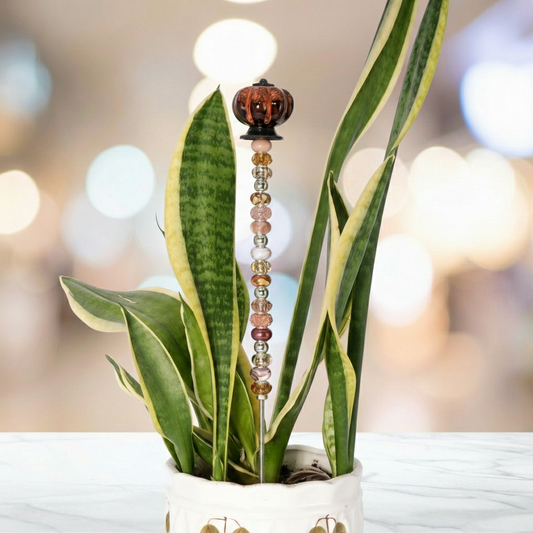 Fairy Garden Suncatcher Stakes | Ceramic Pumpkin Orange