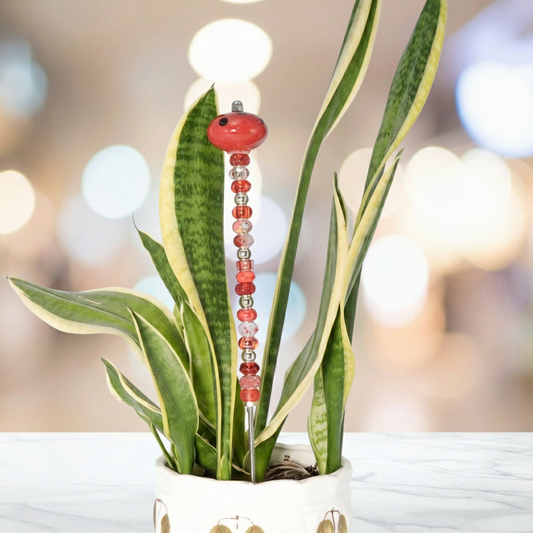 Fairy Garden Suncatcher Stakes | Ceramic Polka Dots Red