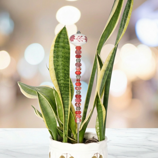 Fairy Garden Suncatcher Stakes | Ceramic Round Red