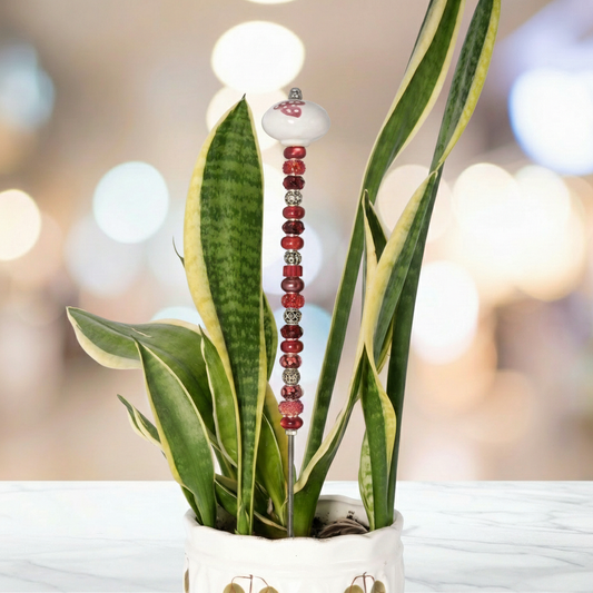 Fairy Garden Suncatcher Stakes | Ceramic Round Red