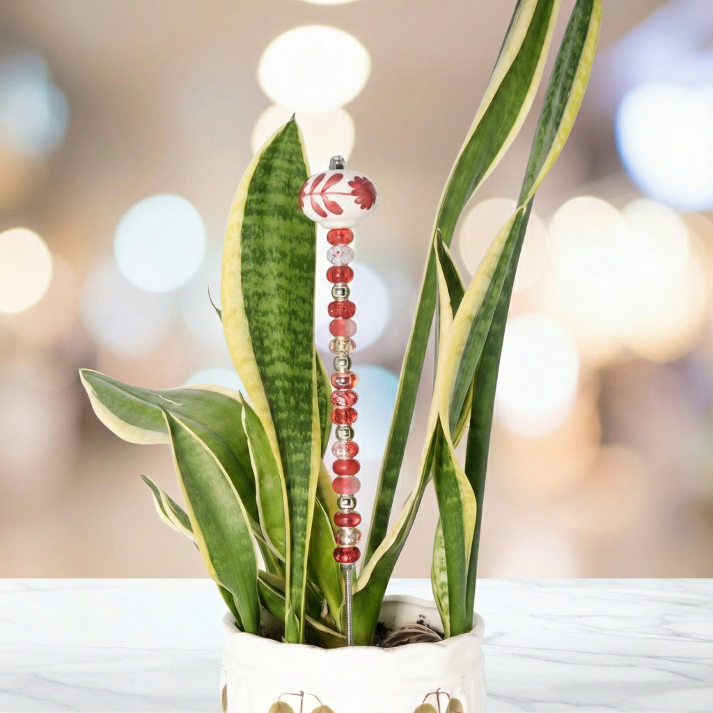 Fairy Garden Suncatcher Stakes | Ceramic Round Red