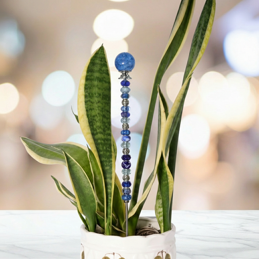 Fairy Garden Suncatcher Stakes | Crackle Glass Dark Blue