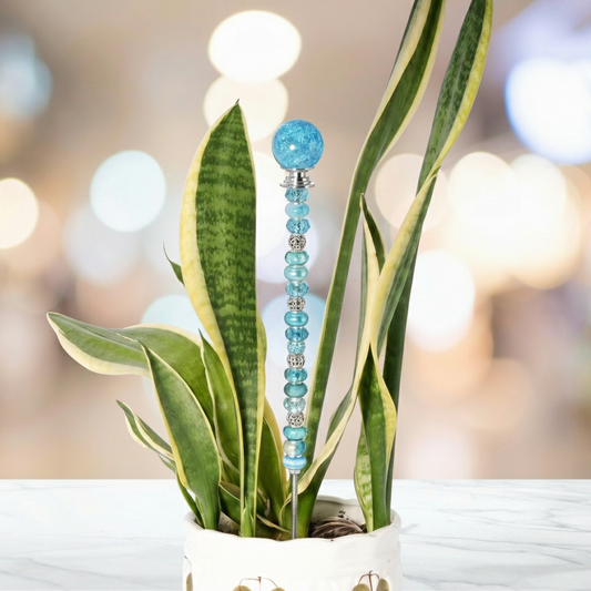 Fairy Garden Suncatcher Stakes | Crackle Glass Light Blue