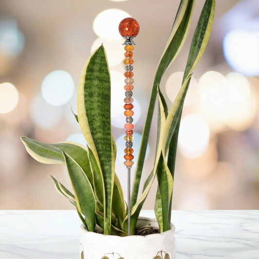 Fairy Garden Suncatcher Stakes | Crackle Glass Orange