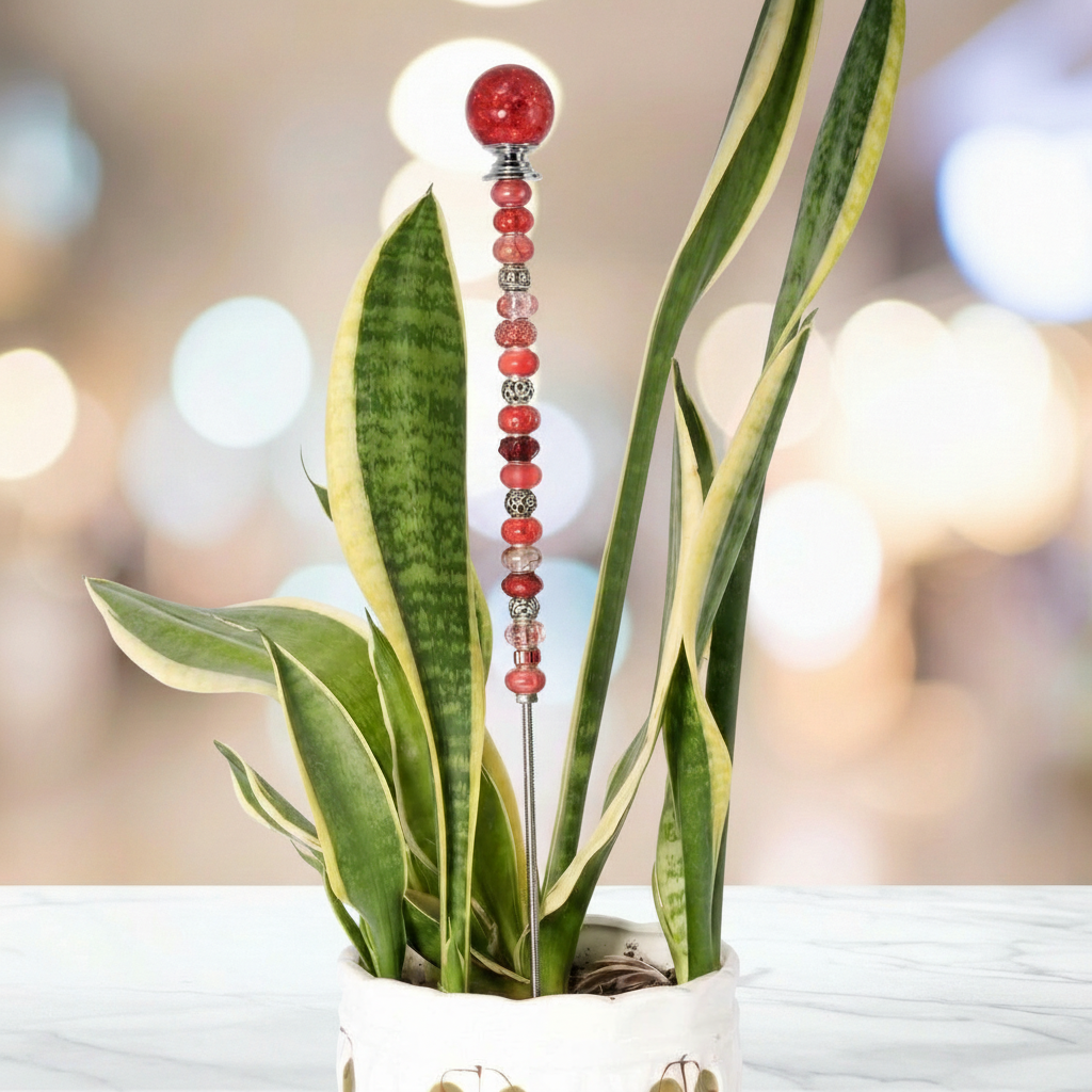 Fairy Garden Suncatcher Stakes | Crackle Glass Red