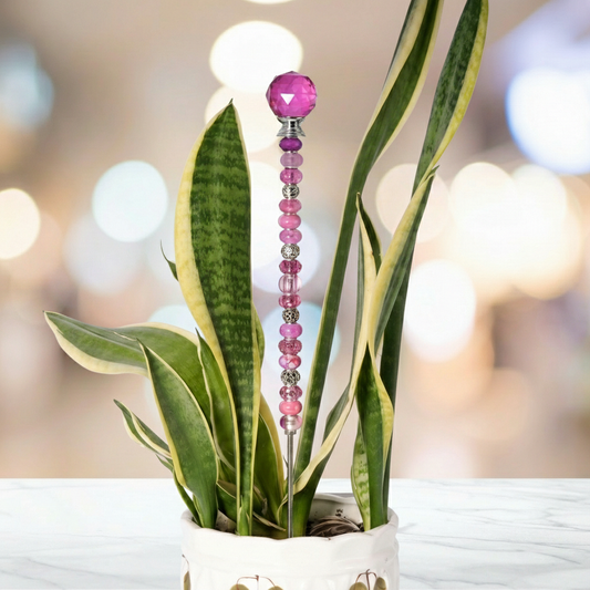 Fairy Garden Suncatcher Stakes | Faceted Dark Pink