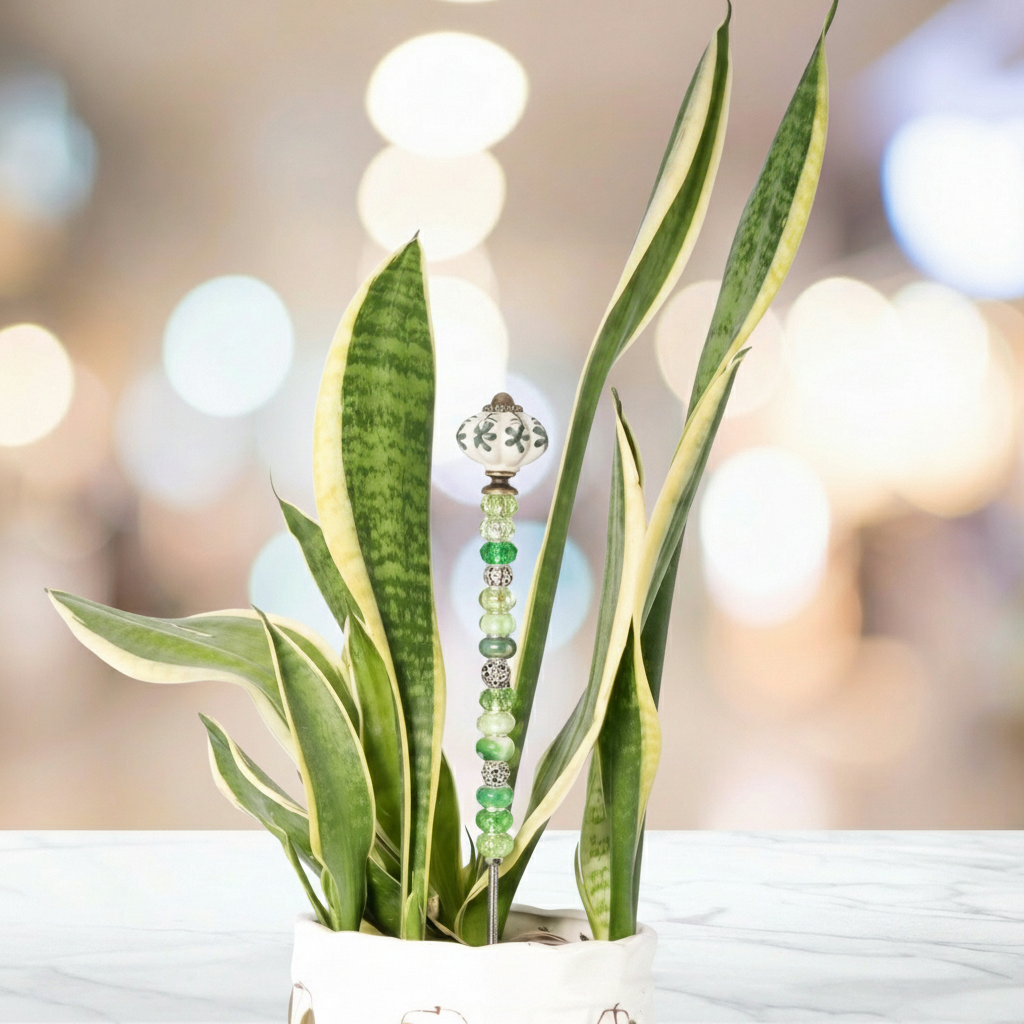 Fairy Garden Suncatcher Stakes | Mini Ceramic Green White