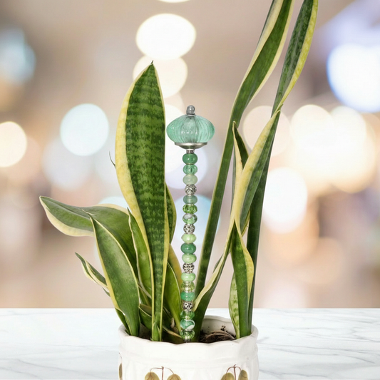 Fairy Garden Suncatcher Stakes | Ribbed Glass Green