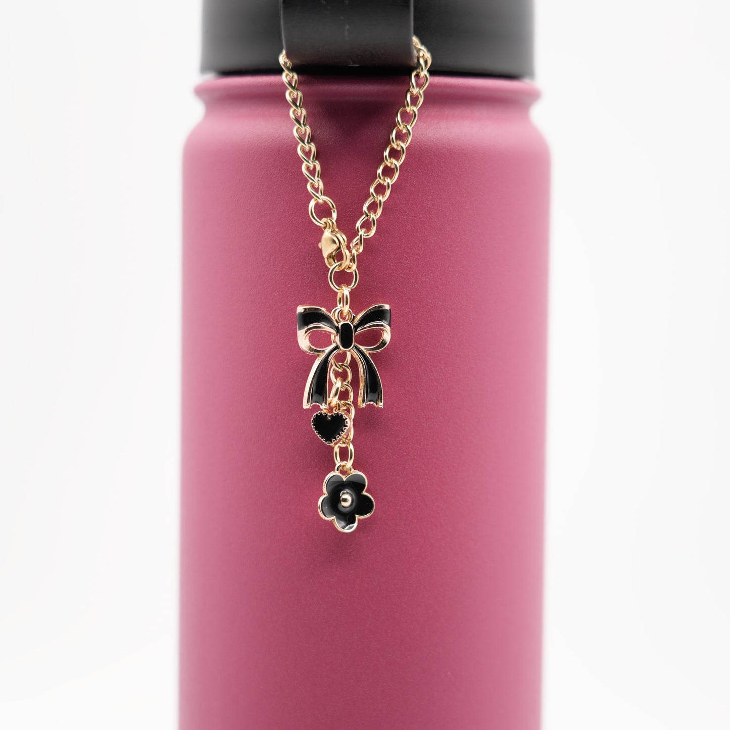 Monogram Charm | Gold Bow | Black