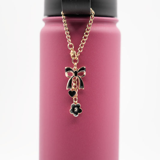 Monogram Charm | Gold Bow | Black