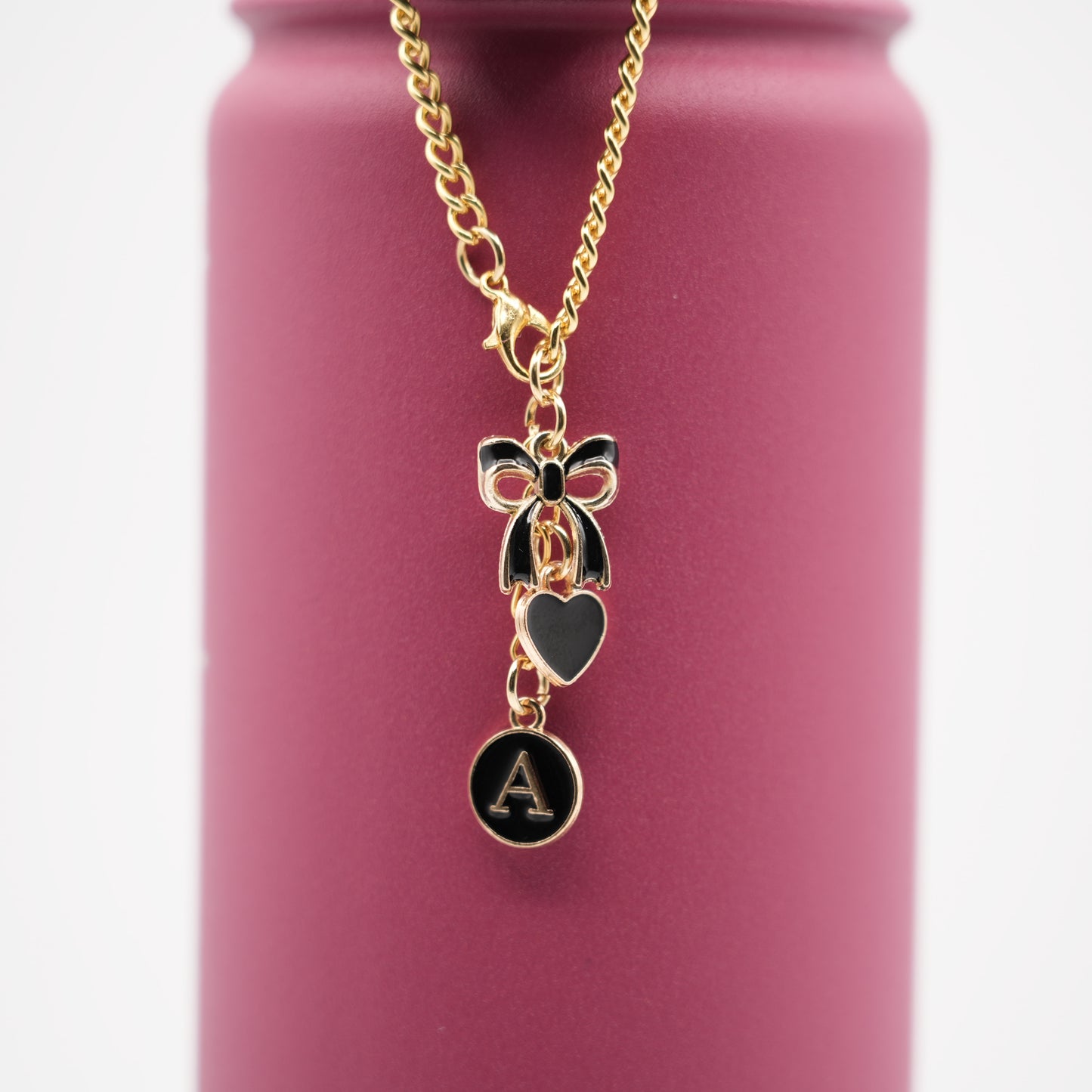 Monogram Charm | Gold Bow | Black