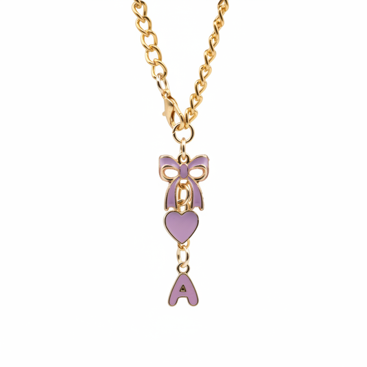 Monogram Charm | Gold Bow | Purple