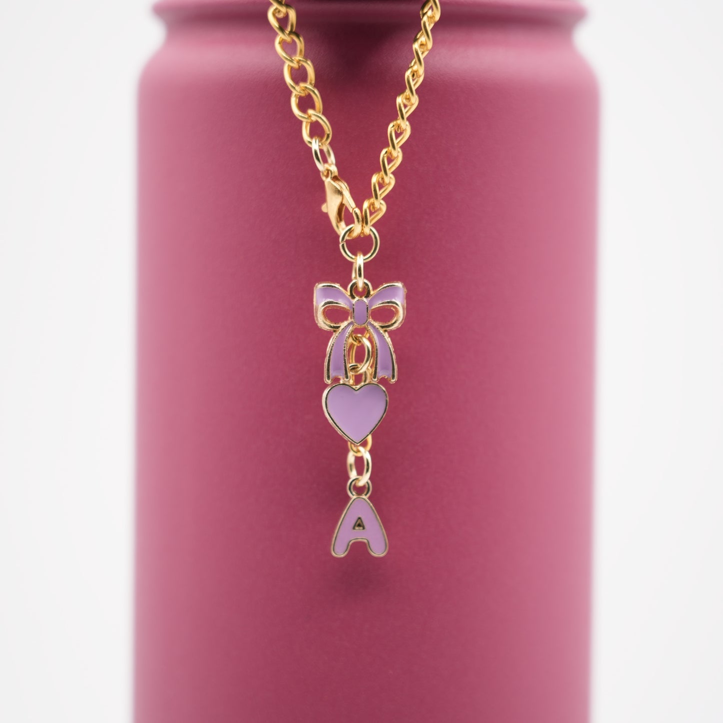 Monogram Charm | Gold Bow | Purple
