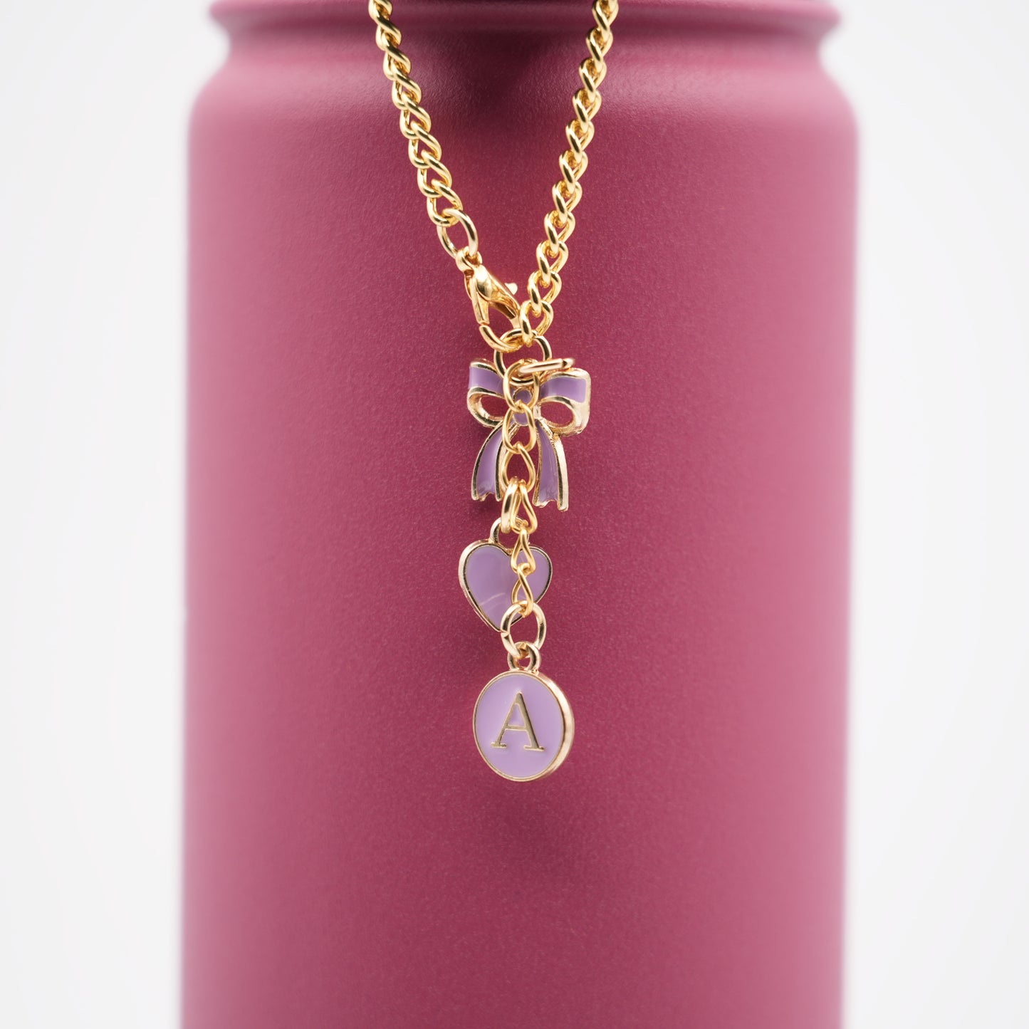 Monogram Charm | Gold Bow | Purple