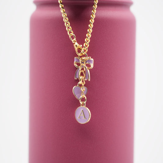 Monogram Charm | Gold Bow | Purple