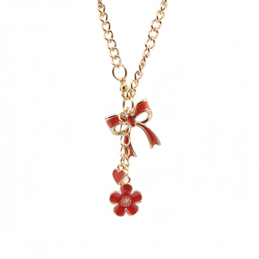 Monogram Charm | Gold Bow | Red