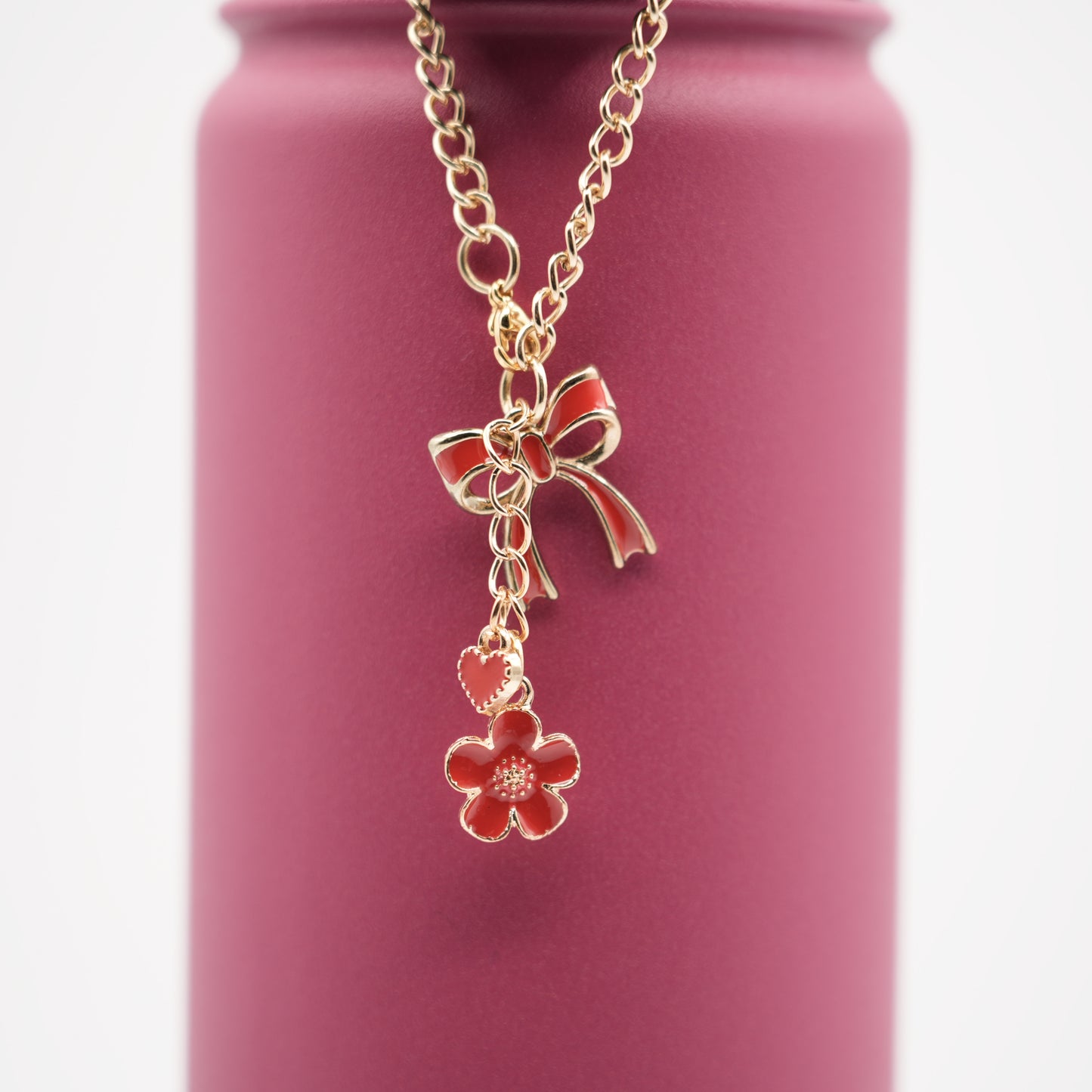 Monogram Charm | Gold Bow | Red