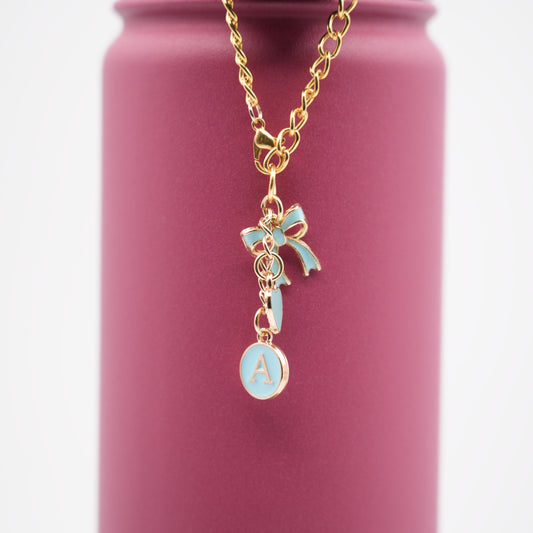 Monogram Charm | Gold Bow | Turquoise