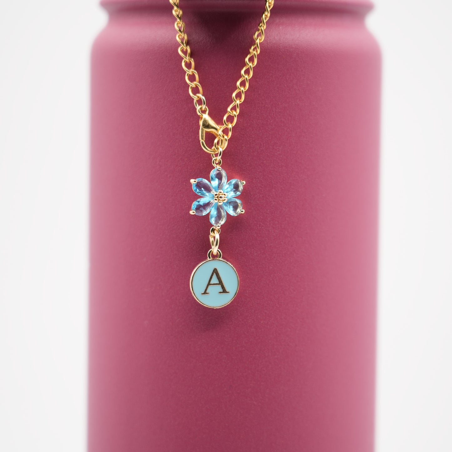 Monogram Charm | Gold Flower | Blue