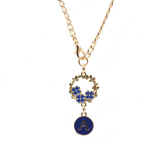 Monogram Charm | Gold Wreath | Blue