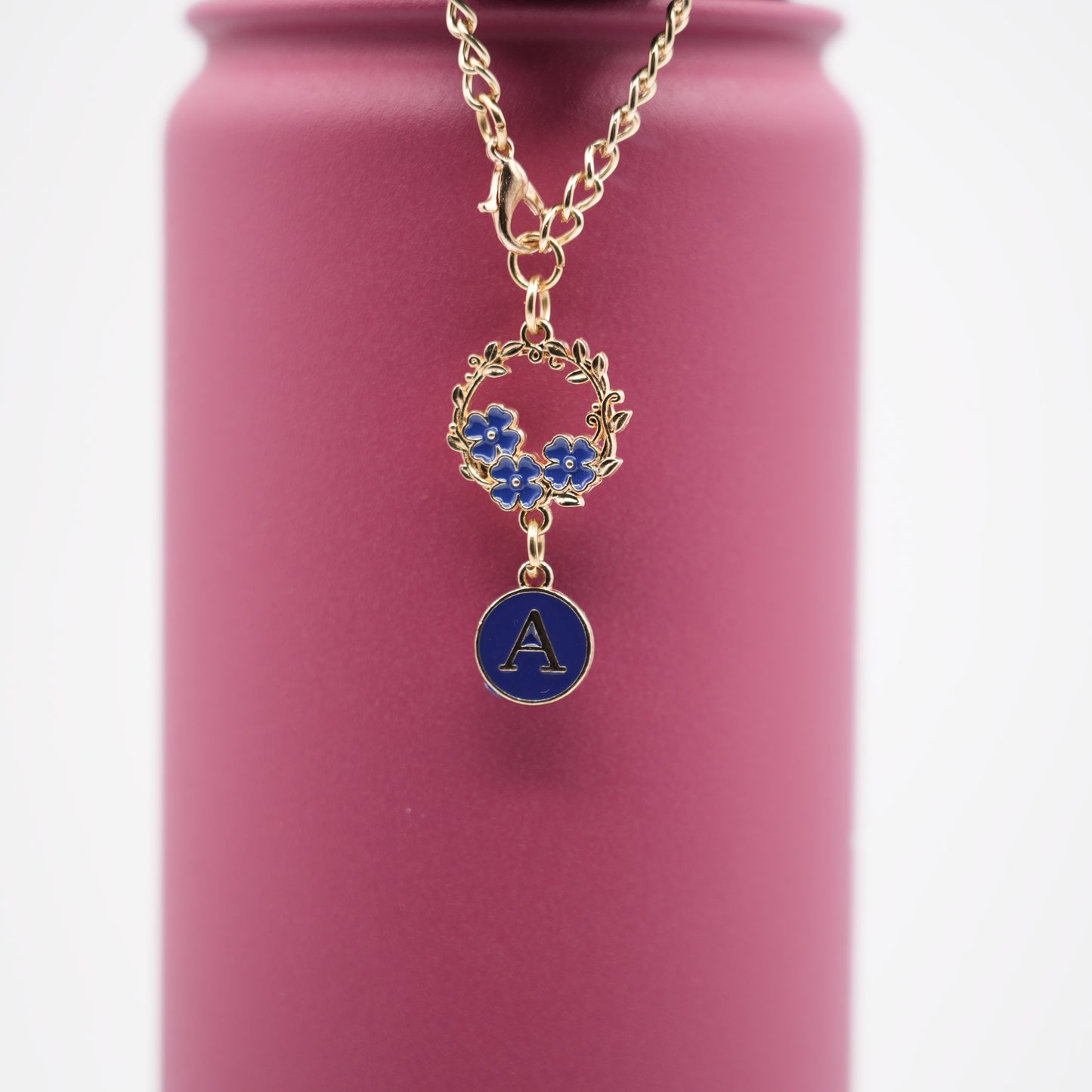 Monogram Charm | Gold Wreath | Blue