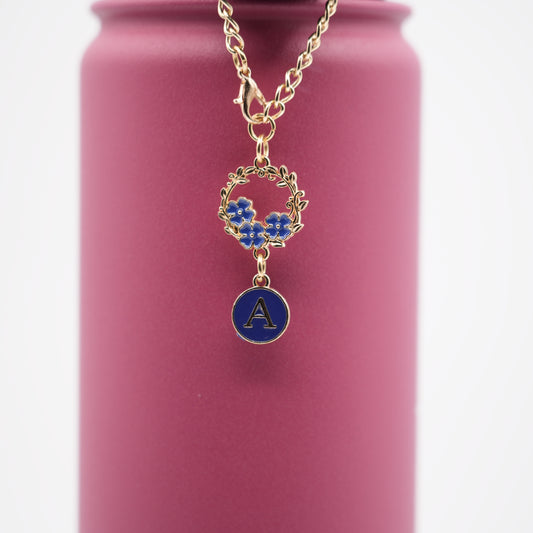 Monogram Charm | Gold Wreath | Blue