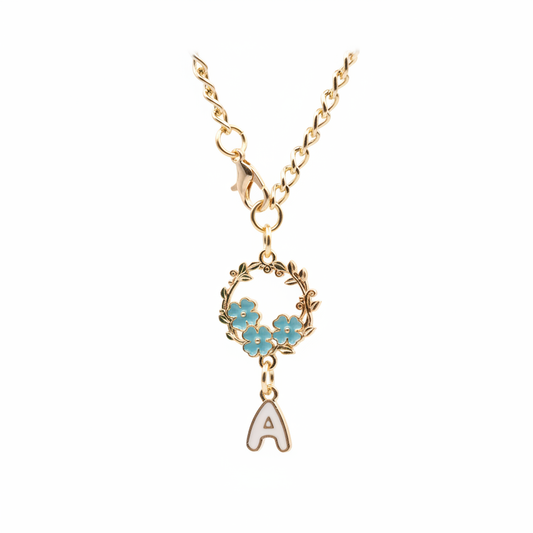Monogram Charm | Gold Wreath | Turquoise