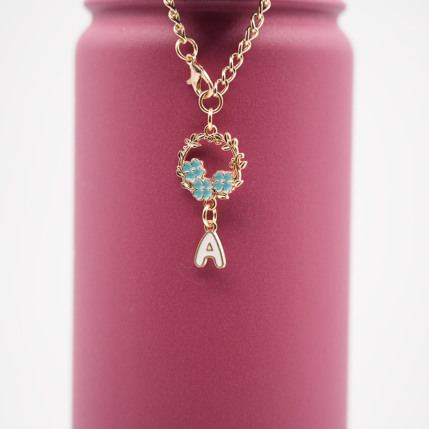 Monogram Charm | Gold Wreath | Turquoise