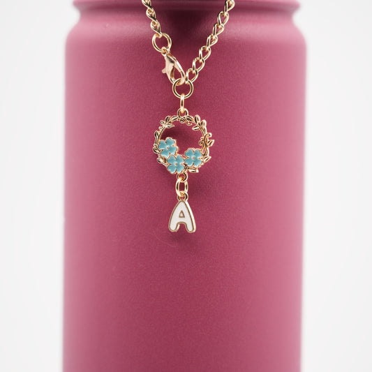 Monogram Charm | Gold Wreath | Turquoise