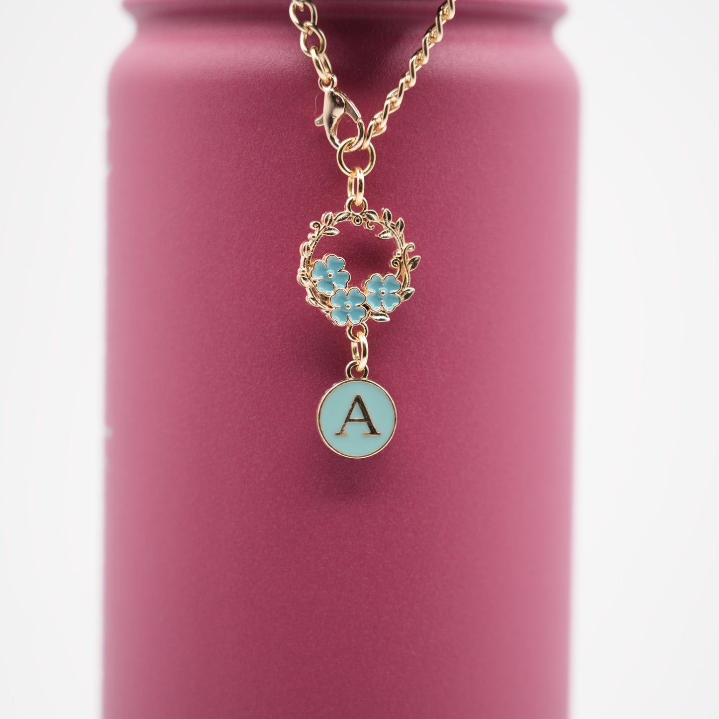 Monogram Charm | Gold Wreath | Turquoise