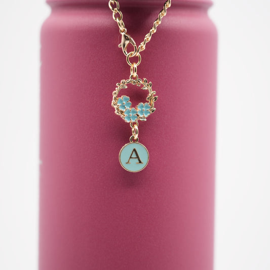 Monogram Charm | Gold Wreath | Turquoise