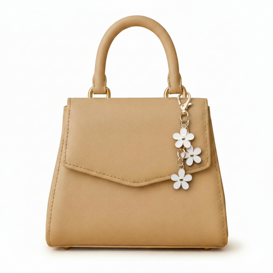 Enamel Flower Purse Charm - Triple Bloom - White