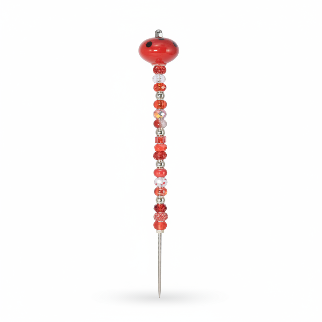 Fairy Garden Suncatcher Stakes | Ceramic Polka Dots Red