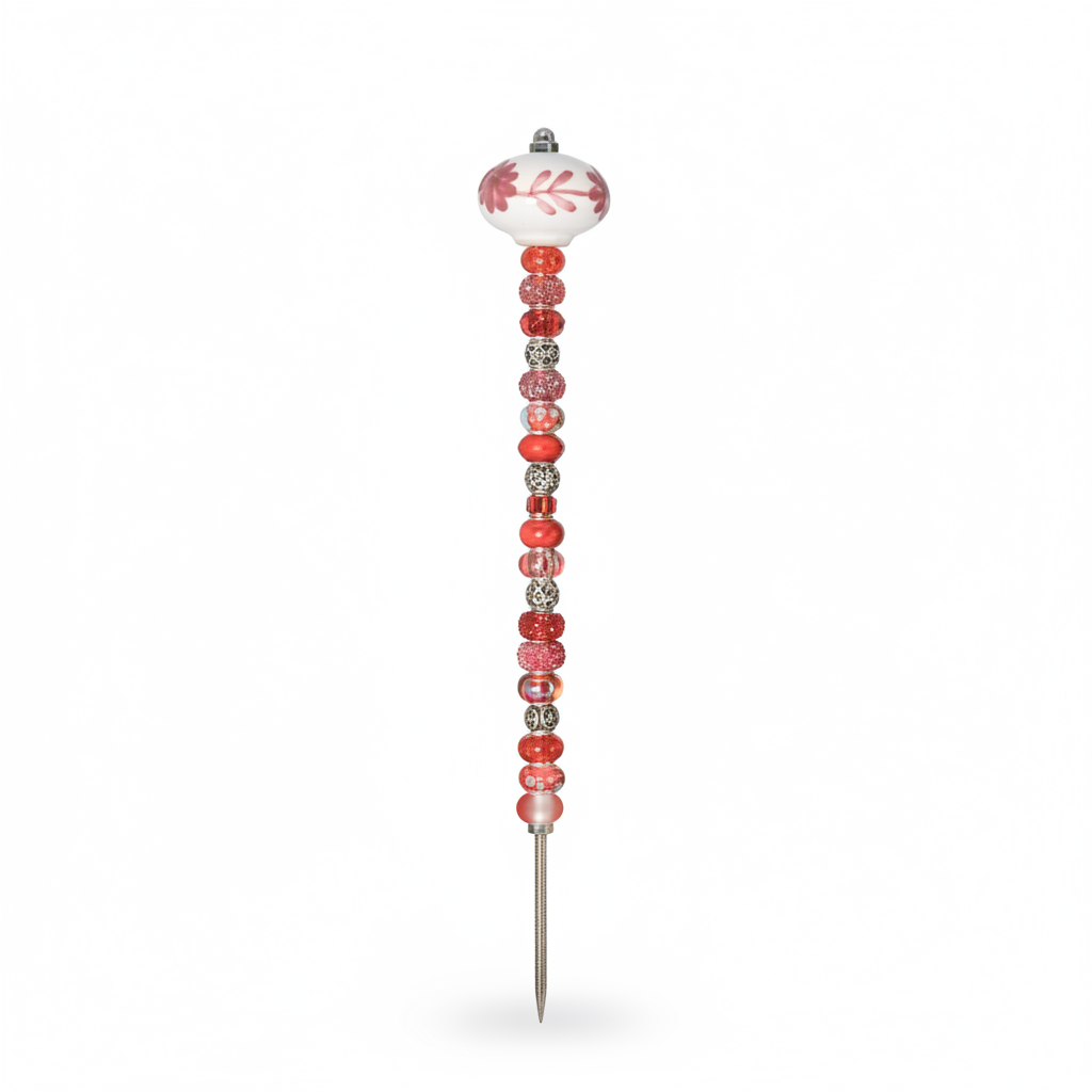 Fairy Garden Suncatcher Stakes | Ceramic Round Red