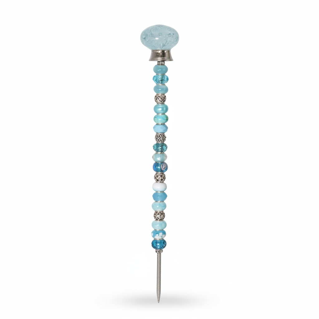 Fairy Garden Suncatcher Stakes | Bubble Glass Oval Light Blue