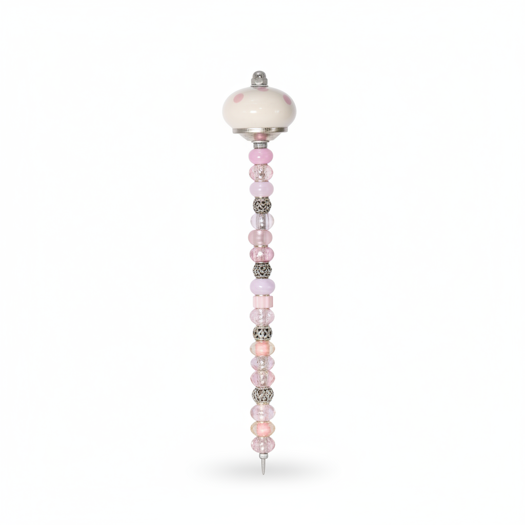 Fairy Garden Suncatcher Stakes | Ceramic Polka Dots Pink
