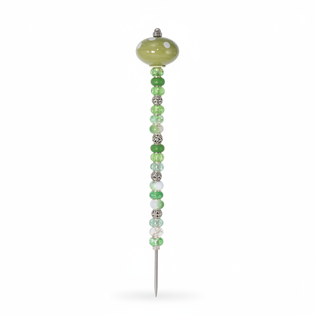 Fairy Garden Suncatcher Stakes | Ceramic Polka Dots Green