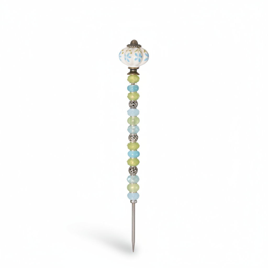 Fairy Garden Suncatcher Stakes | Mini Ceramic Fluted Blue