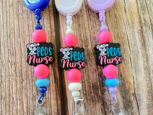 Peds Nurse Badge Reel - 3 Designs Available Whimsical Funny Badge Reel for Nurses