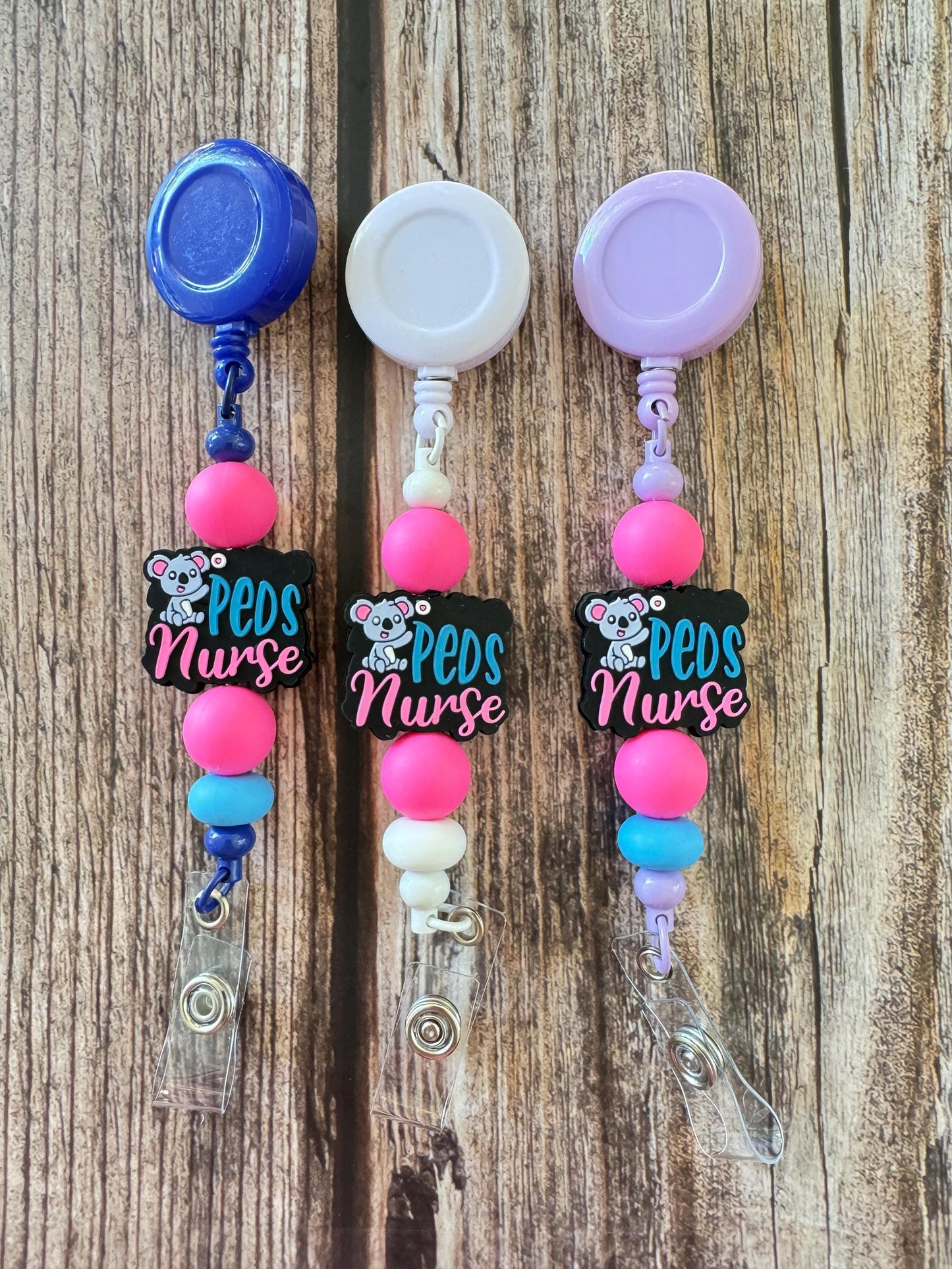 Peds Nurse Badge Reel - 3 Designs Available Whimsical Funny Badge Reel for Nurses