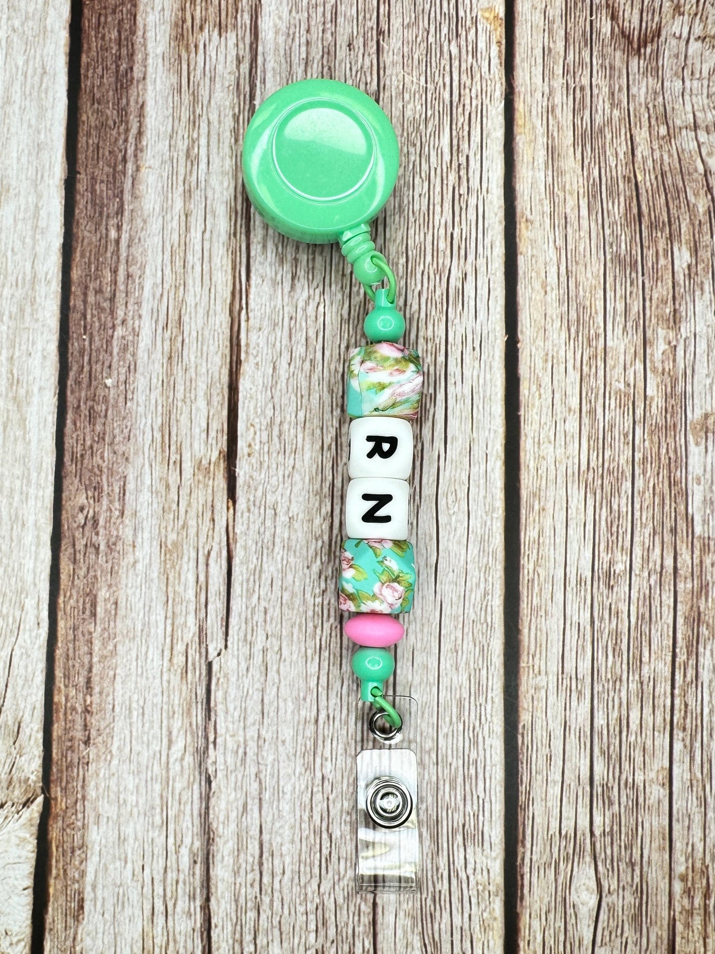 Custom RN Badge Reel: Silicone Beads, Nurse Gift
