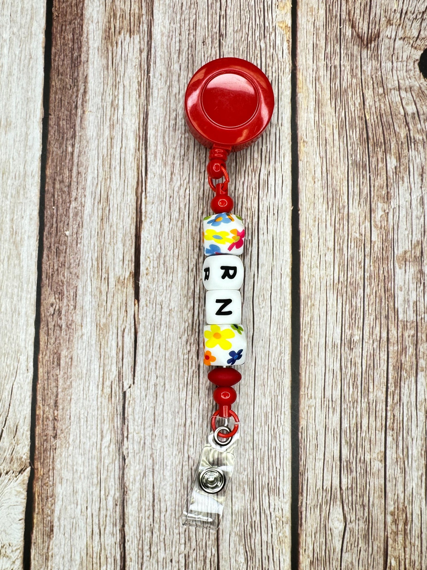 Custom RN Badge Reel: Silicone Beads, Nurse Gift