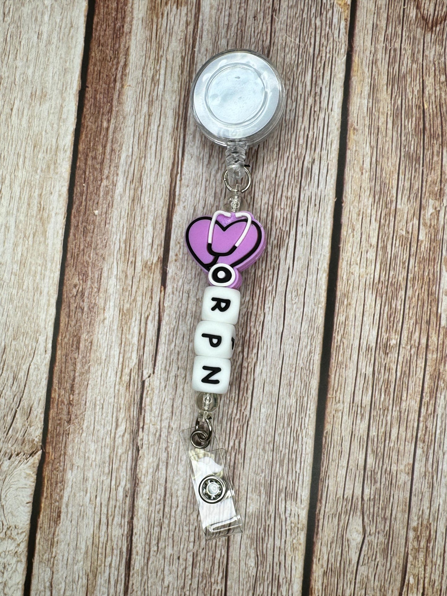 RPN Badge Reel: Personalized Nurse ID Holder with Silicone Beads