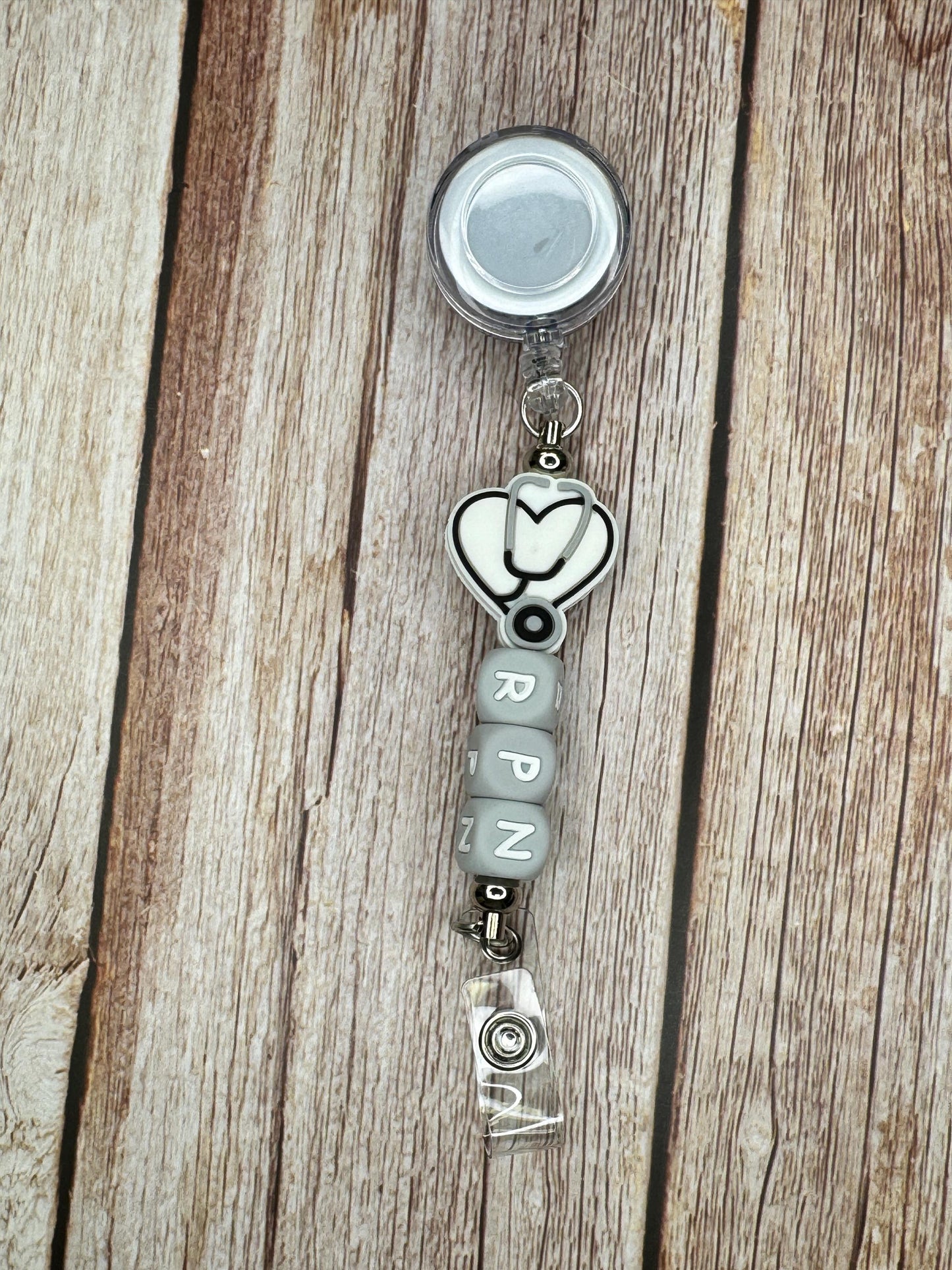 RPN Badge Reel: Personalized Nurse ID Holder with Silicone Beads
