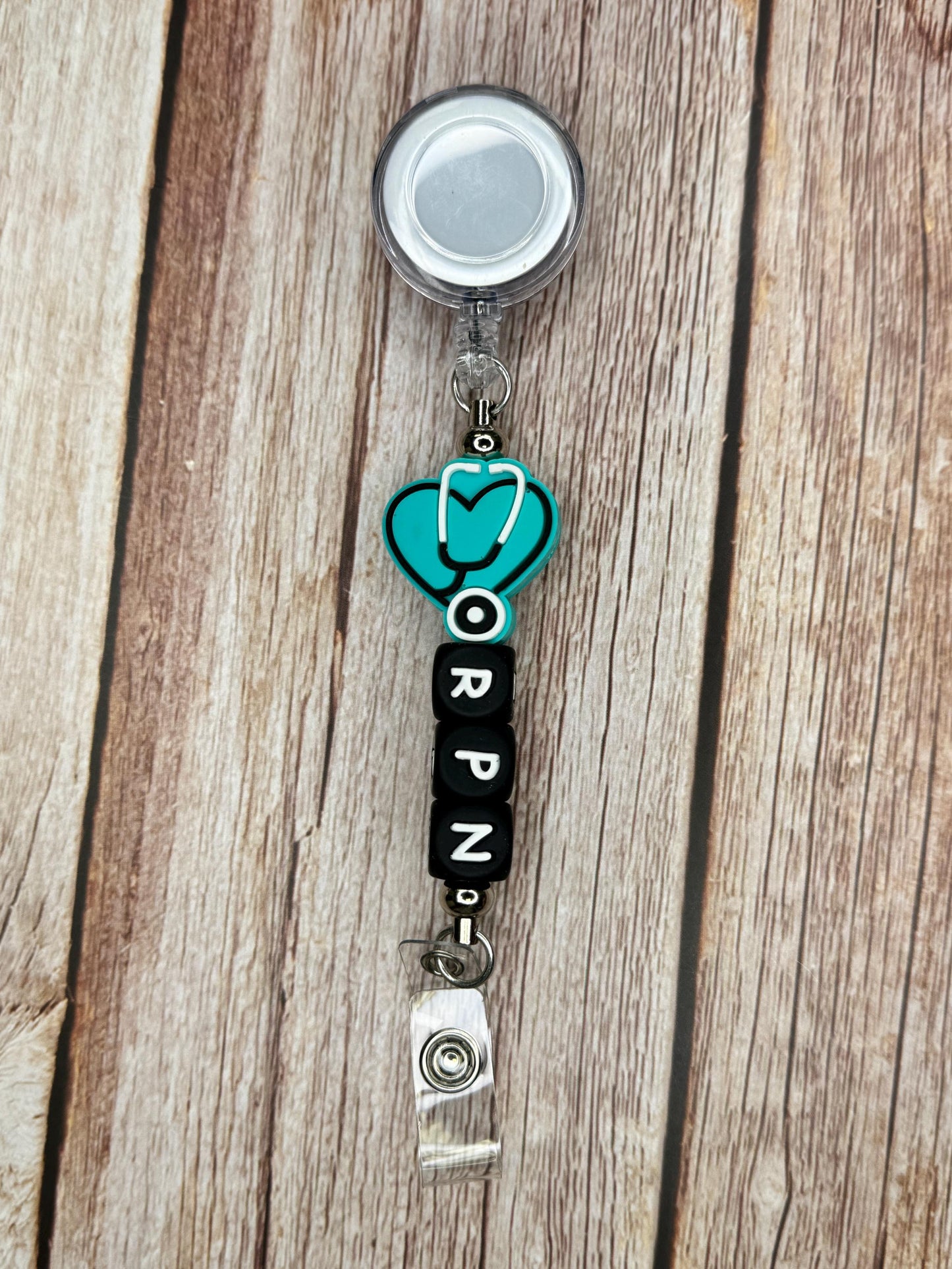 RPN Badge Reel: Personalized Nurse ID Holder with Silicone Beads